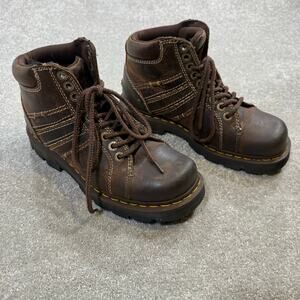 Dr. Martens Quincy Boots 9 Eye Brown Leather Mens 8 Womens 9 Vintage Y2K Grunge